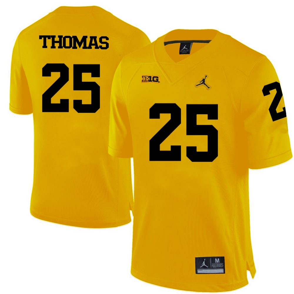 Michigan Wolverines Men's NCAA Dymonte Thomas #25 Yellow College Football Jersey DOZ3449YC